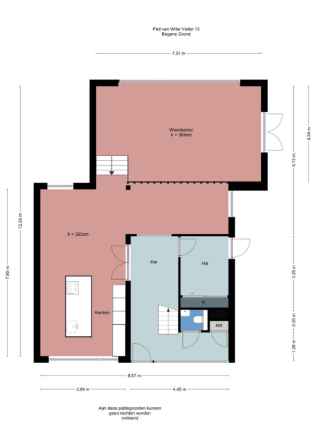 Plattegrond: Pad van Witte Veder 13, Wageningen