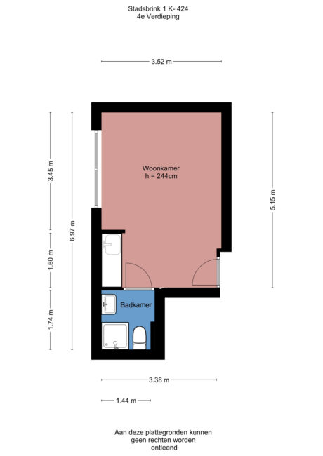Plattegrond: Stadsbrink 1K 424, Wageningen