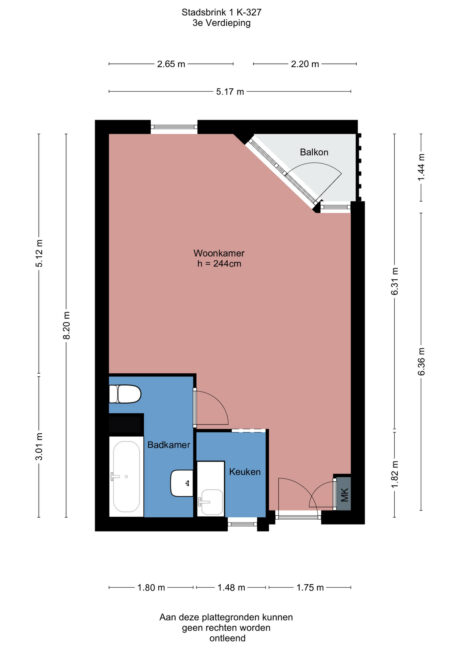 Plattegrond: Stadsbrink 1K 327, Wageningen