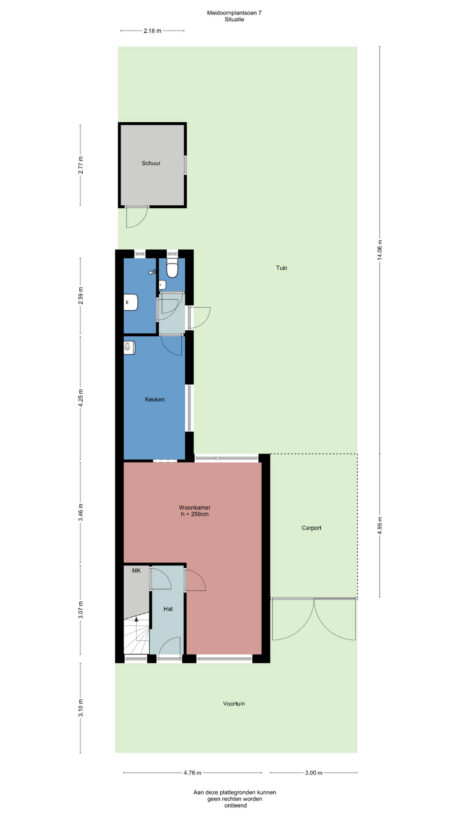 Plattegrond: Meidoornplantsoen 7, Wageningen