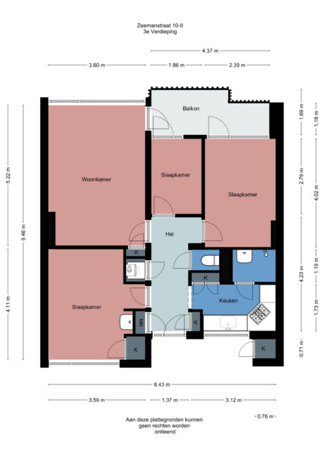Plattegrond: Zeemanstraat 10II, Wageningen
