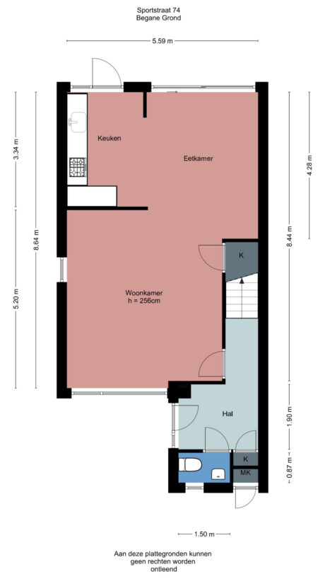 Plattegrond: Sportstraat 74, Wageningen
