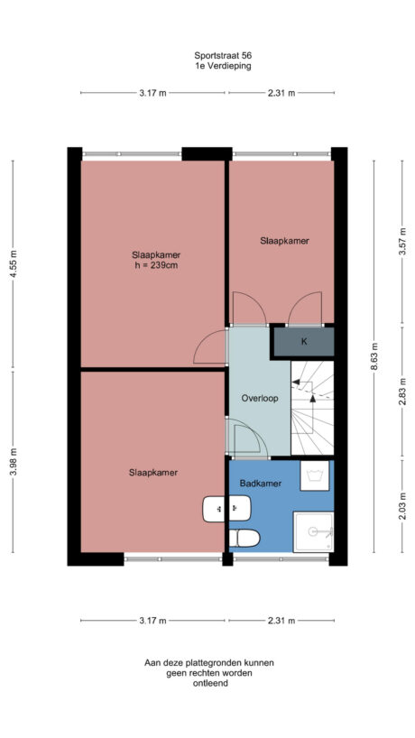 Plattegrond: Sportstraat 74, Wageningen