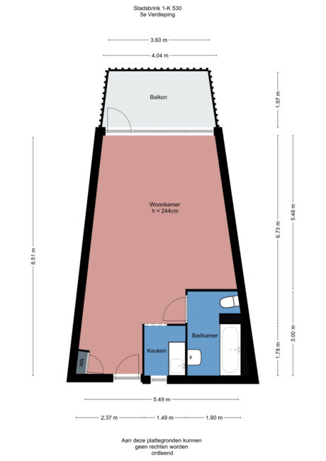 Plattegrond: Stadsbrink 1K 530, Wageningen