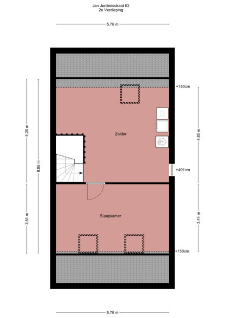 Plattegrond: Jan Jordensstraat 63, Wageningen