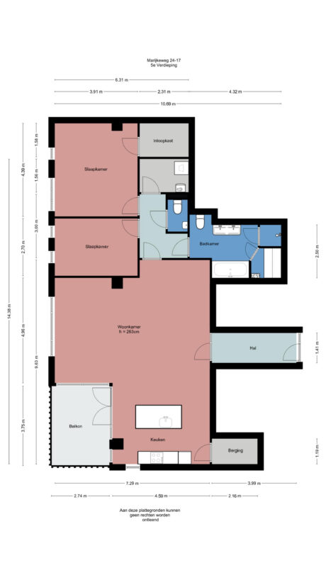 Plattegrond: Marijkeweg 24-17, Wageningen