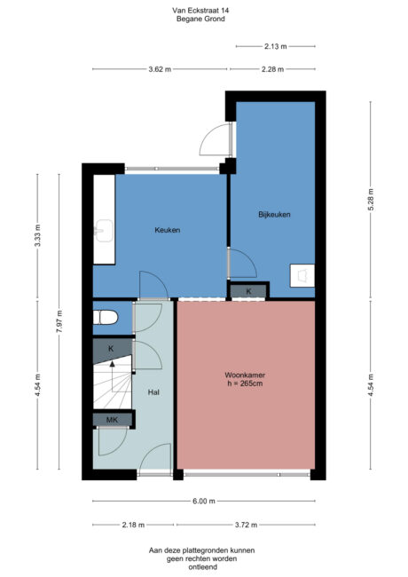 Plattegrond: van Eckstraat 14, Wageningen
