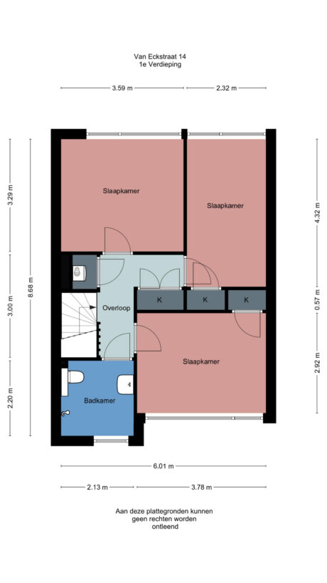 Plattegrond: van Eckstraat 14, Wageningen