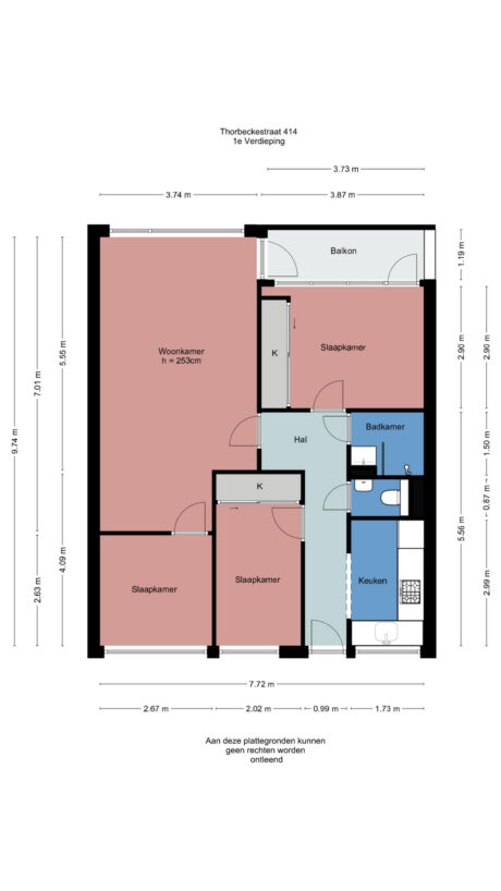 Plattegrond: Thorbeckestraat 414, Wageningen