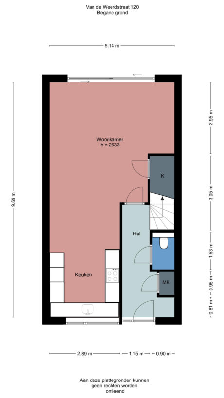 Plattegrond: Van de Weerdstraat 120, Wageningen