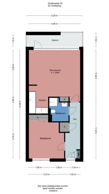 Plattegrond: Gruttoweide 35, Wageningen