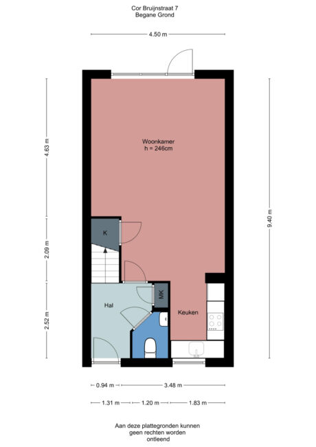 Plattegrond: Cor Bruijnstraat 7, Wageningen