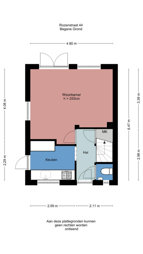 Plattegrond: Rozenstraat 44, Wageningen