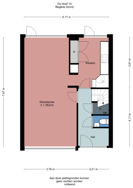 Plattegrond: de Hoef 19, Wageningen