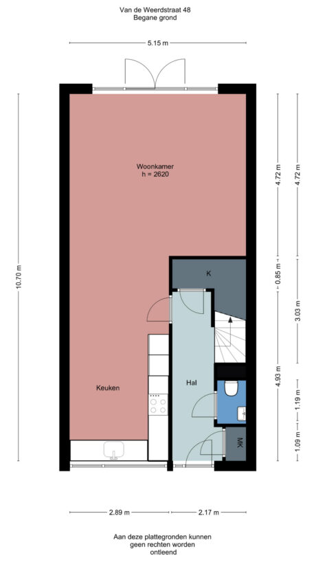 Plattegrond: Van de Weerdstraat 48, Wageningen
