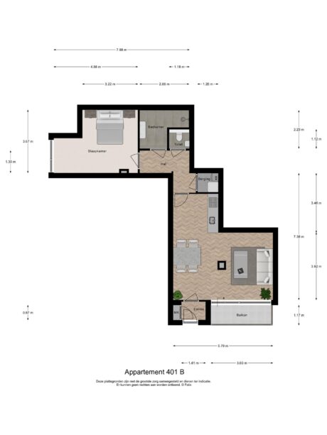 Plattegrond: Rooseveltweg 401B, Wageningen