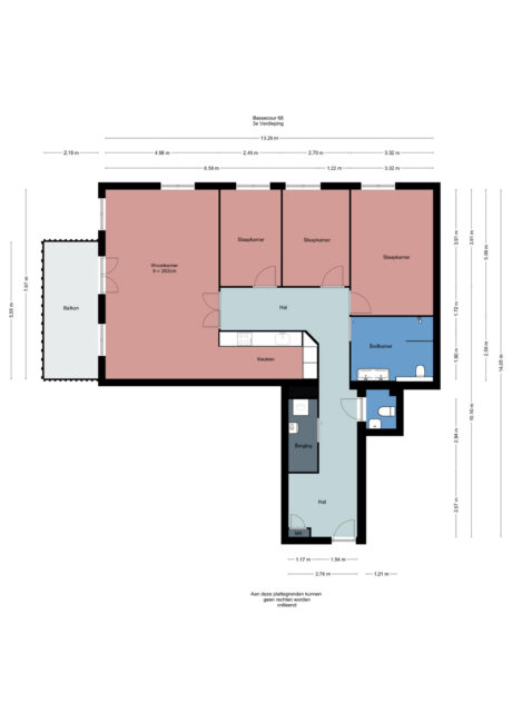 Plattegrond: Bassecour 68, Wageningen