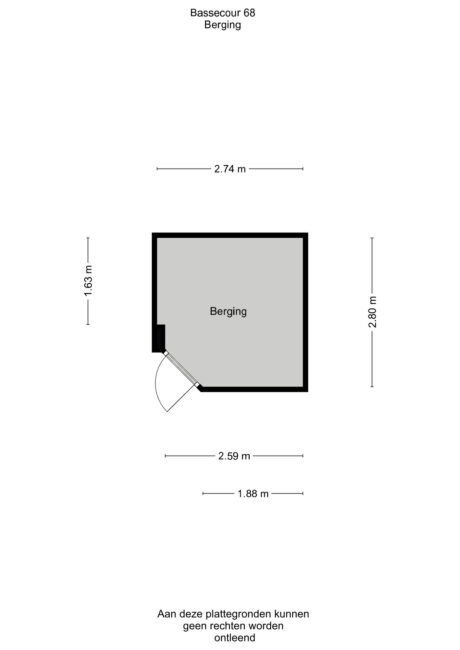 Plattegrond: Bassecour 68, Wageningen